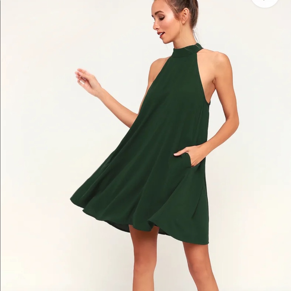 Lose fitting mini dark green dress